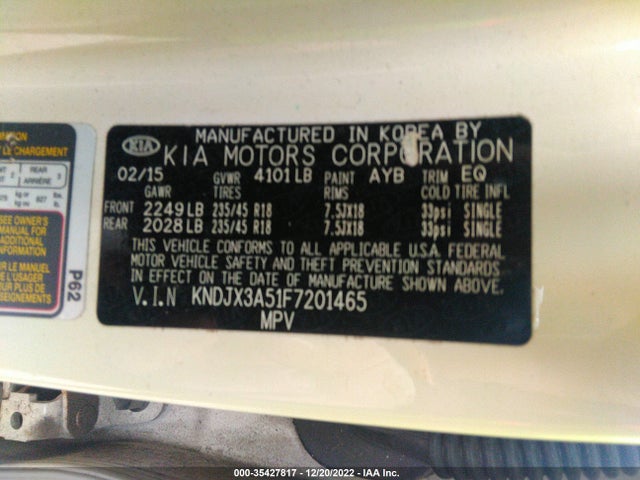 2015 KIA SOUL VIN: KNDJX3A51F7201465