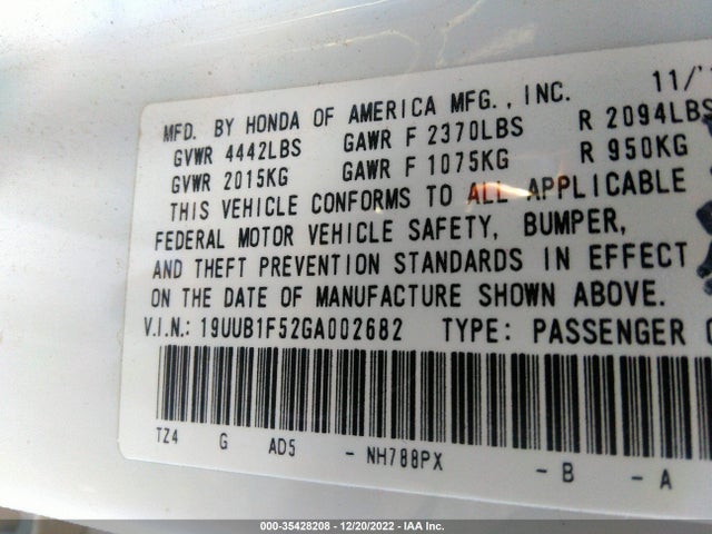 2016 Acura TLX, VIN: 19UUB1F52GA002682