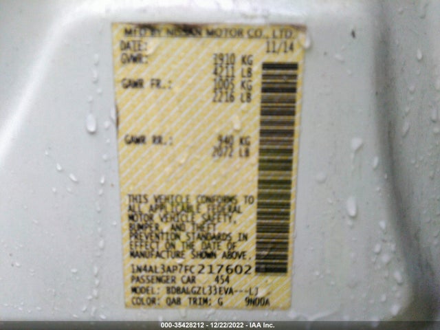 Nissan Altima 2.5 S 2015 1N4AL3AP7FC217602 Image 9