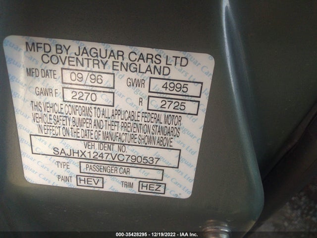 1997 JAGUAR XJ VIN: SAJHX1247VC790537