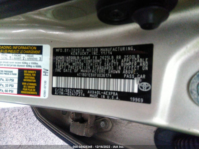 2015 Toyota Avalon, VIN: 4T1BD1EBXFU036174