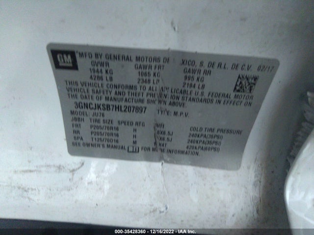 Chevrolet TRAX LS 2017 3GNCJKSB7HL207897 Image 10