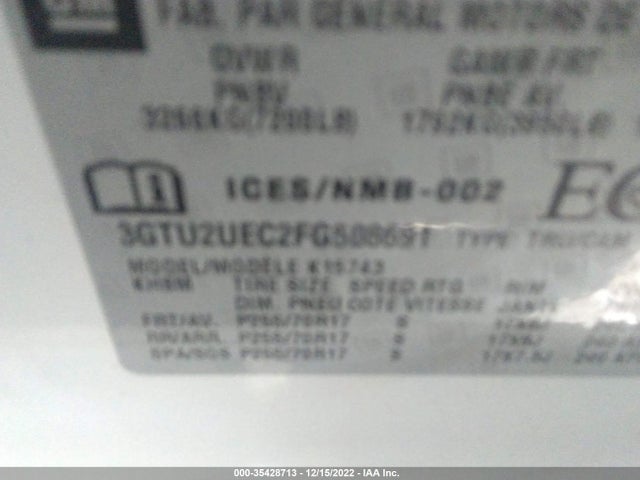 2015 GMC Sierra 1500, VIN: 3GTU2UEC2FG508691