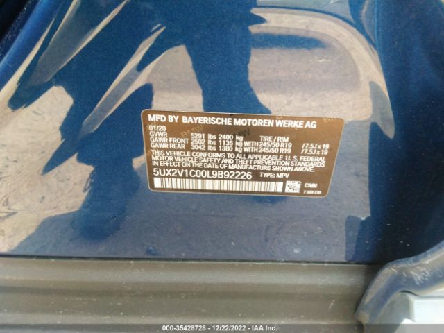 5UX2V1C00L9B92226 BMW X4 Xdrive30i