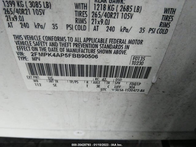 2015 Ford Edge, VIN: 2FMPK4AP5FBB90506