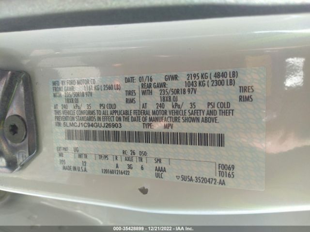 5LMCJ1C94GUJ26903 Lincoln Mkc Premier