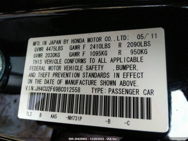 Acura TSX 2011 JH4CU2F69BC012558 Image 10