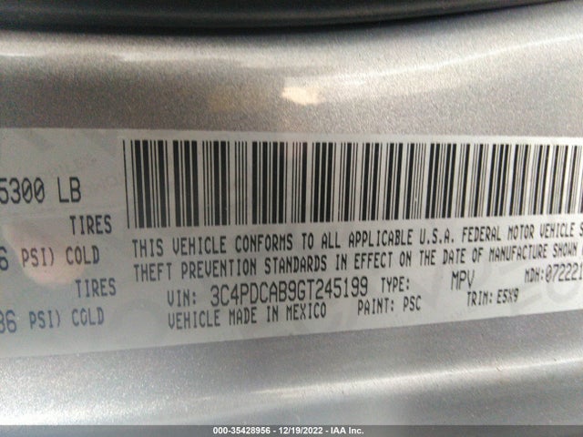 Dodge Journey 2016 3C4PDCAB9GT245199 Image 9