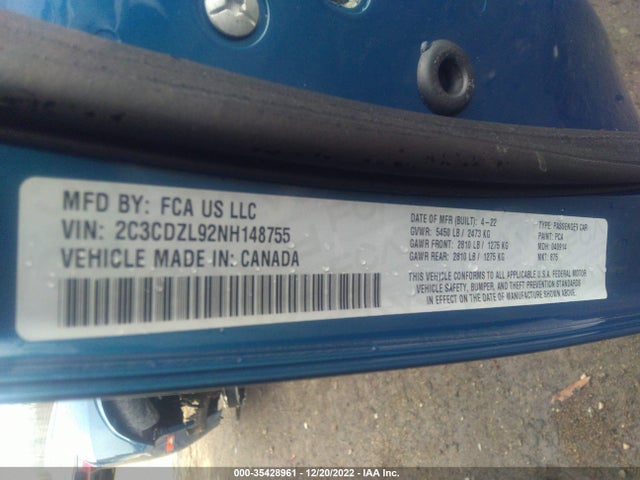 Dodge Challenger Srt Hellcat Redeye 2022 2C3CDZL92NH148755 Image 9
