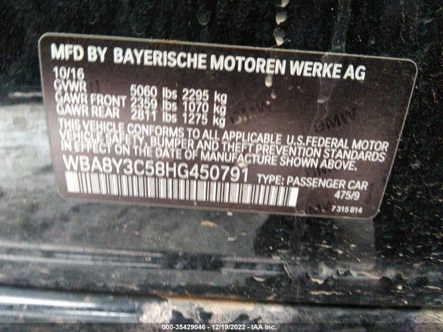 2017 BMW 3 Series, VIN: WBA8Y3C58HG450791