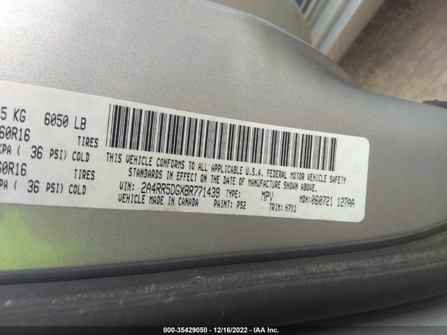 2A4RR5DGXBR771439 Chrysler Town & Country Touring