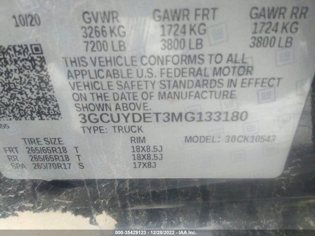 Chevrolet Silverado 1500 Lt 2021 3GCUYDET3MG133180 Image 9