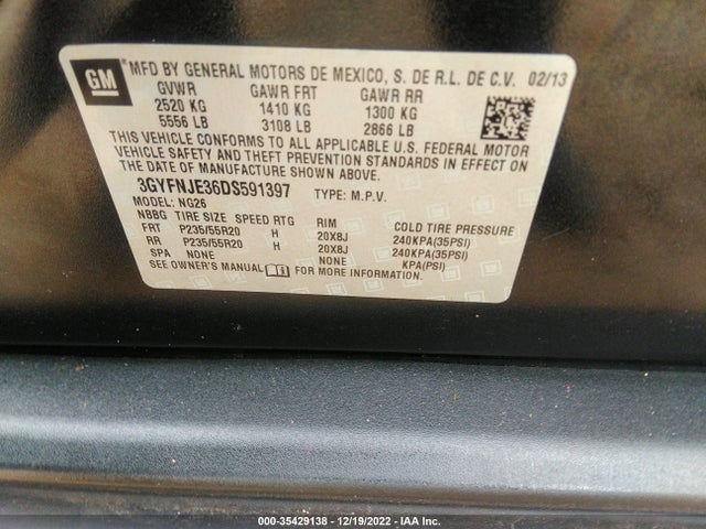 3GYFNJE36DS591397 Cadillac SRX
