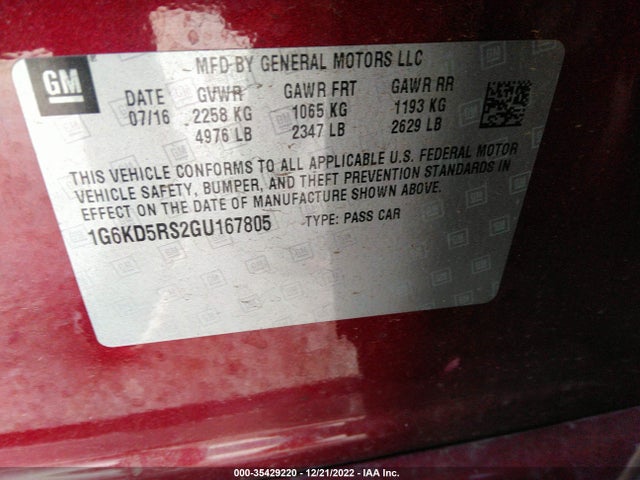 Cadillac CT6 SEDAN 2016 1G6KD5RS2GU167805 Image 9