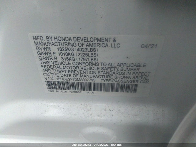 2021 Acura ILX, VIN: 19UDE2F70MA007793