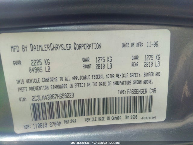 Chrysler 300 2007 2C3LA43R87H699223 Image 10