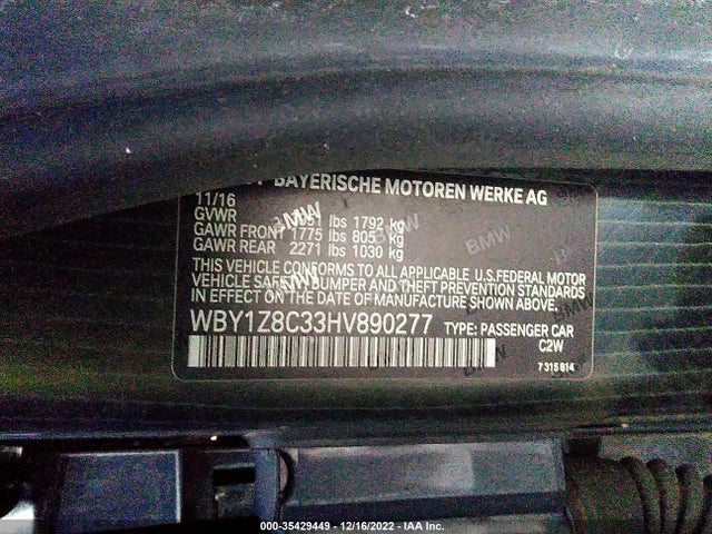 BMW I3 2017 WBY1Z8C33HV890277 Image 9