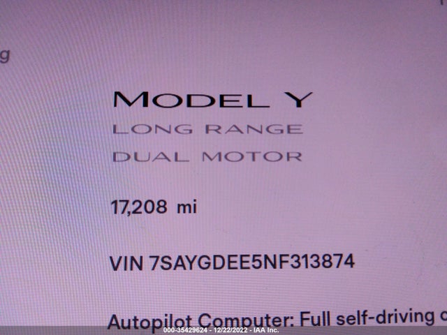 Tesla Model Y Long Range 2022 7SAYGDEE5NF313874 Image 7