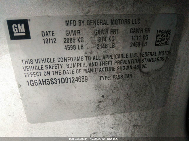 Cadillac ATS LUXURY 2013 1G6AH5S31D0124689 Image 11