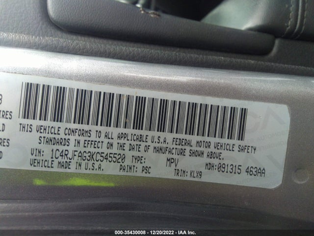 2019 JEEP GRAND CHEROKEE ALTITUDE VIN: 1C4RJFAG3KC545520