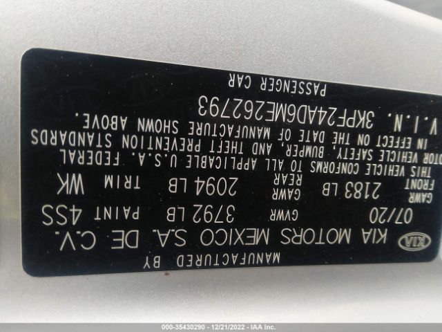 3KPF24AD6ME262793 KIA Forte Lxs