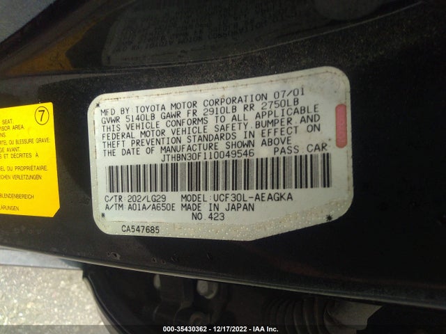 Lexus LS 430 2001 JTHBN30F110049546 Image 10