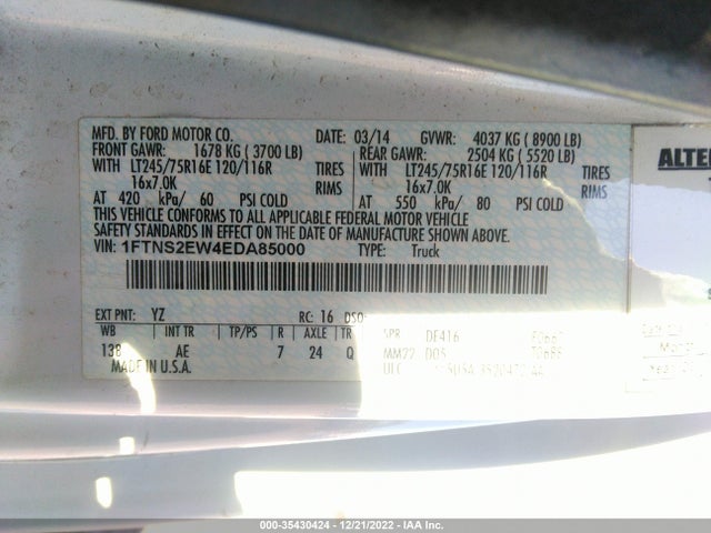 2014 Ford E-Series, VIN: 1FTNS2EW4EDA85000