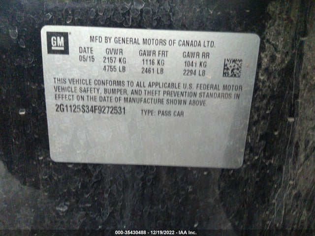 Chevrolet IMPALA LT 2015 2G1125S34F9272531 Image 11