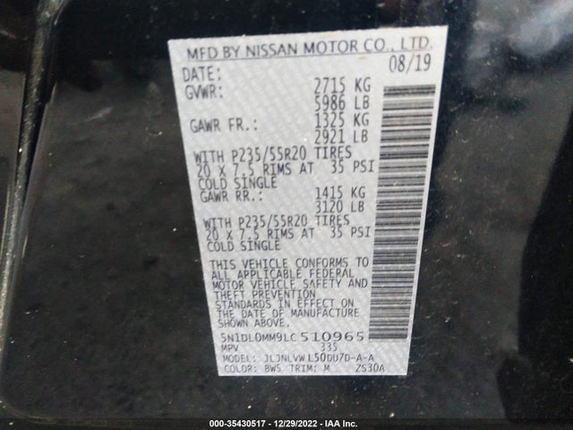 2020 Infiniti QX60, VIN: 5N1DL0MM9LC510965