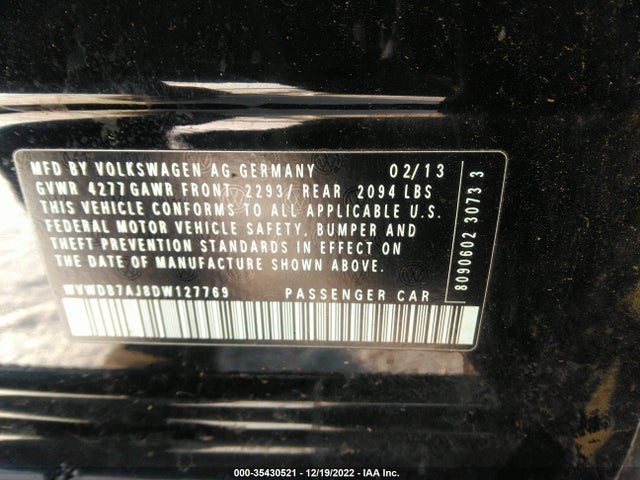 WVWDB7AJ8DW127769 Volkswagen Golf W/conv