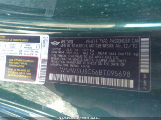 WMWSU3C56BT095698 Mini COOPER HARDTOP