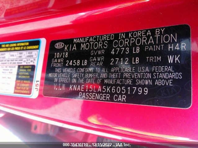 KIA Stinger Base 2019 KNAE15LA5K6051799 Image 10
