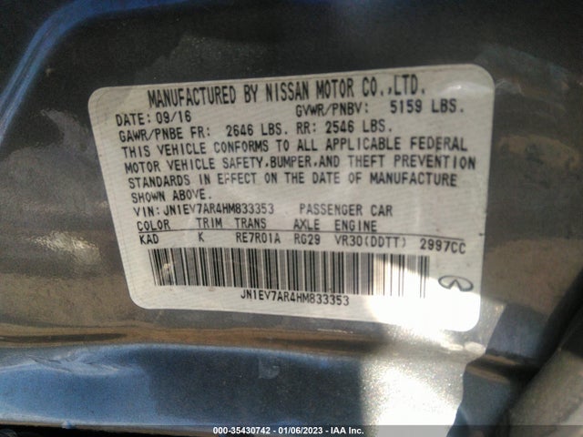 JN1EV7AR4HM833353 Infiniti Q50 3.0t Premium