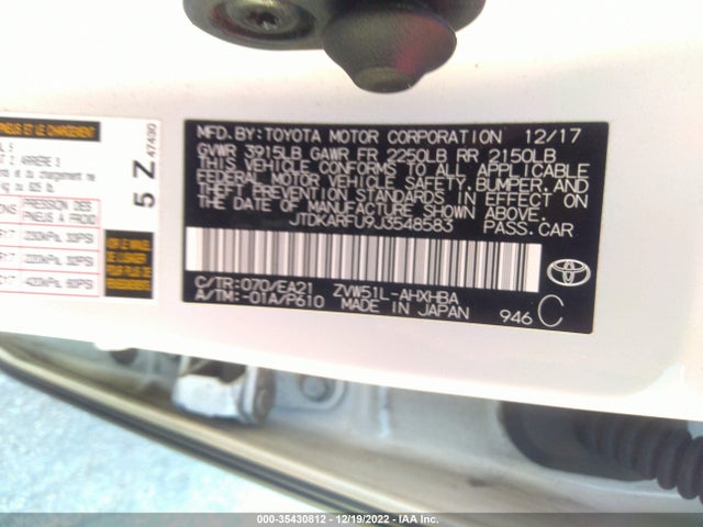 2018 Toyota Prius, VIN: JTDKARFU9J3548583