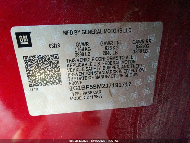 Chevrolet Cruze Premier 2018 1G1BF5SM2J7191717 Image 11