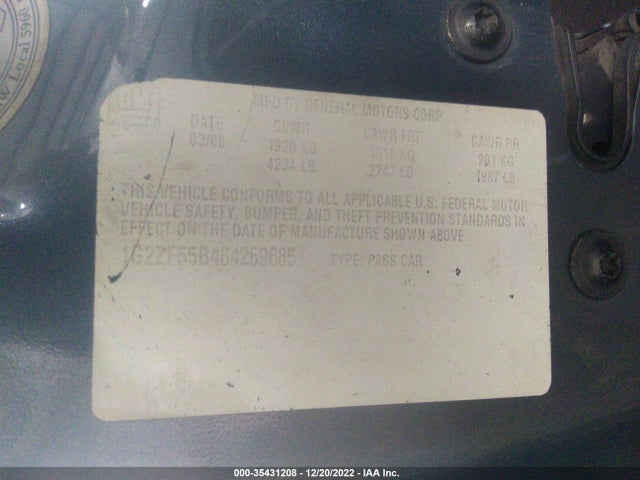2006 PONTIAC G6 VIN: 1G2ZF55B464269685