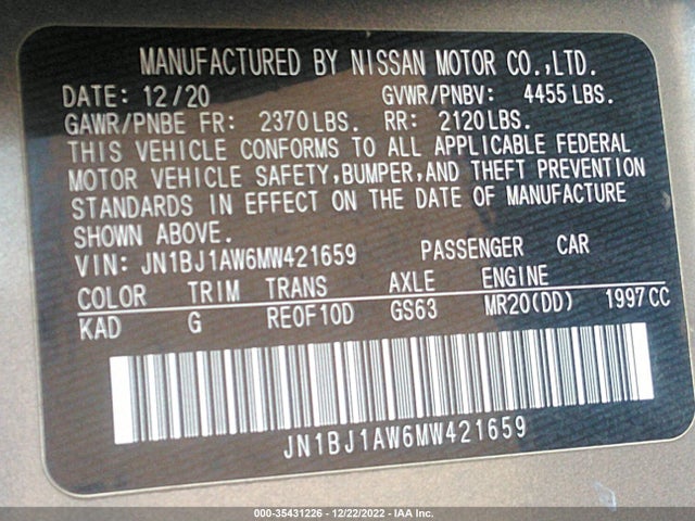 2021 Nissan Rogue, VIN: JN1BJ1AW6MW421659