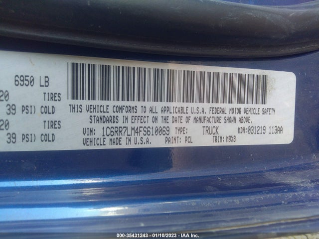 RAM 1500 Big Horn 2015 1C6RR7LM4FS610069 Image 9