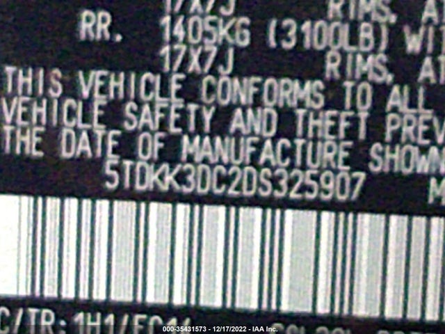 2013 TOYOTA SIENNA LE VIN: 5TDKK3DC2DS325907