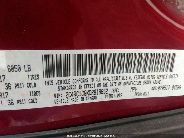 2C4RC1CGXDR818652 Chrysler Town & Country