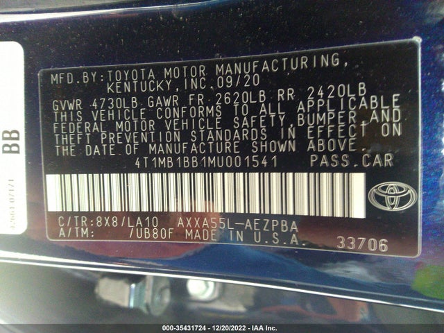 2021 Toyota Avalon, VIN: 4T1MB1BB1MU001541
