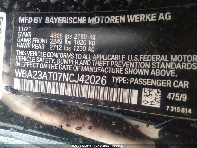 BMW 4 Series 430i 2022 аукцион фото