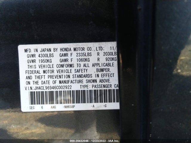 JH4CL96946C002922 Acura Tsx Navi