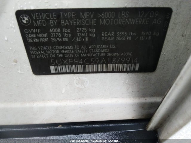 2010 BMW X5 30I VIN: 5UXFE4C59AL379914