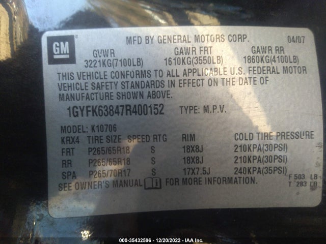 Cadillac Escalade 2007 1GYFK63847R400152 Image 10