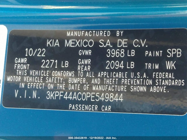 2023 Kia Forte, VIN: 3KPF44AC0PE549844