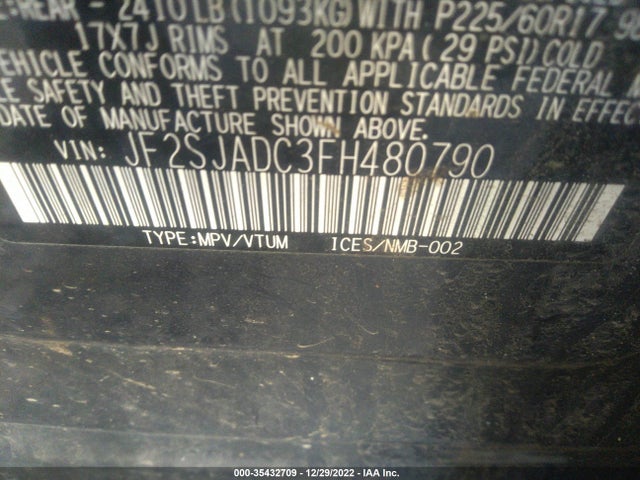 JF2SJADC3FH480790 Subaru Forester 2.5i Premium