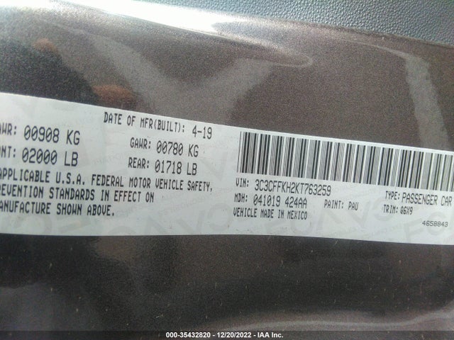 2019 Fiat 500, VIN: 3C3CFFKH2KT763259