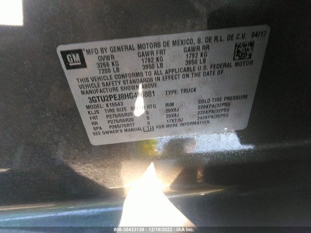 GMC Sierra 1500 Denali 2017 3GTU2PEJ8HG406881 Image 9