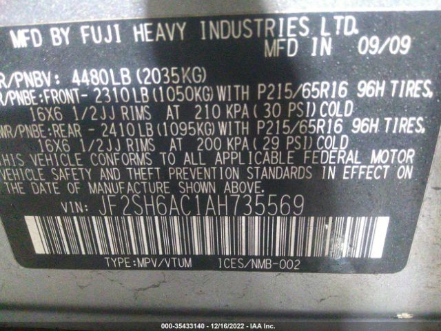 JF2SH6AC1AH735569 Subaru Forester 2.5x